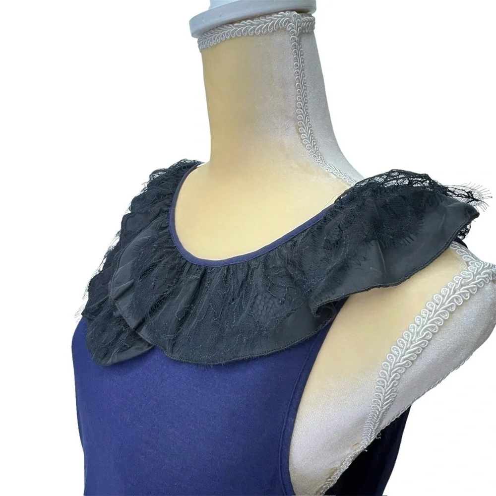 Theory Dress Size Medium Sleeveless Mini Fitted Skirt Bloused Bodice Black Blue